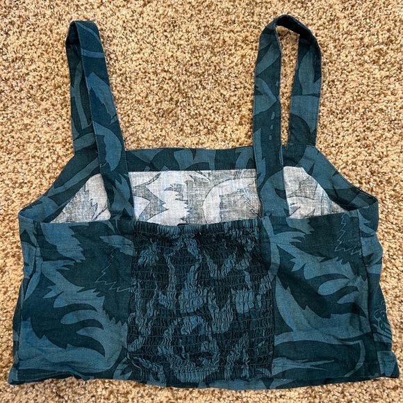 Madewell NWT ladies S linen blend crop top in green - Picture 6 of 7